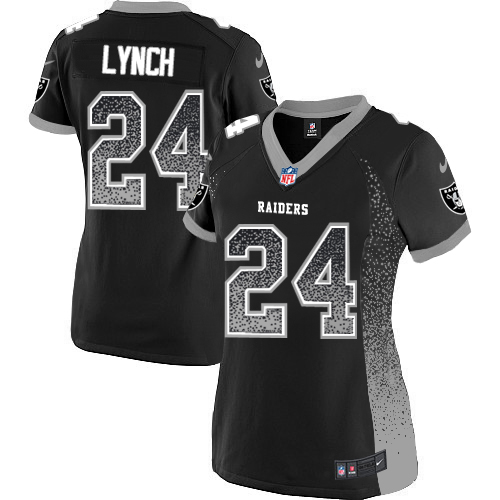 Nike Raiders #24 Marshawn Lynch Black Women's Stitched NFL Elite Drift Fashion Jersey